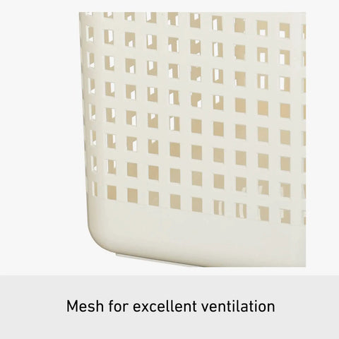 Portable Large Basket With Movable Handles For Kitchen Laundry Bathroom And Kids Room Waterproof Sturdy Plastic Tote With 10.57 Gal Capacity Indoor Outdoor Utility Mint Blue Lightweight And Easy To Carry Dope Organizer And Laundry Catchall showing mesh detail for ventilation