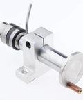 Mini Rotate Lathe Tailstock With High Precision Double Bearing Design For Woodworking And Carving Projects Offering Smooth Turning And Adjusted Depth Control, showing metal construction and adjustable feature.