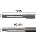 9/16-20 HSS Tap Set For Bicycle Crank Repair With Left And Right Threaded Taps, compact steel tool with dimensions on a white background
