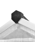 Reinforced Aluminum Greenhouse Outdoor 95.3 By 74.8 By 76.8 Inches with polycarbonate panel corner detail