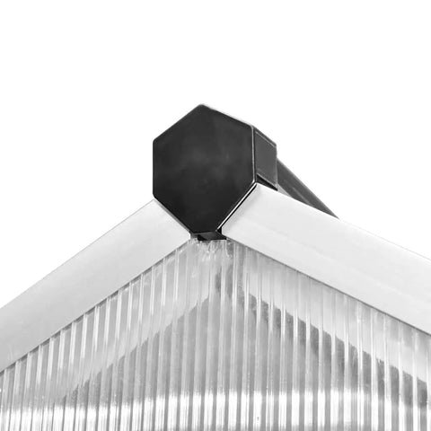 Reinforced Aluminum Greenhouse Outdoor 95.3 By 74.8 By 76.8 Inches with polycarbonate panel corner detail