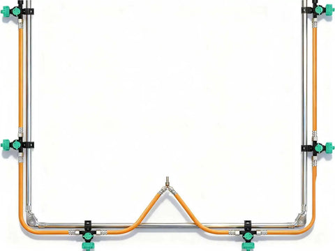 Six Nozzle Folding Sprayer Boom Delivers 122 Inch Coverage For ATV And UTV Sprayers, adjustable frame against white background