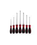 Extra Heavy Duty Slotted And Phillips Screwdriver Set 7 Piece With SoftFinish cushioned grips displayed in a row
