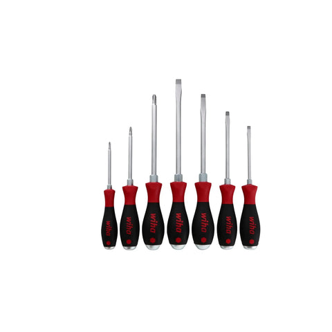 Extra Heavy Duty Slotted And Phillips Screwdriver Set 7 Piece With SoftFinish cushioned grips displayed in a row