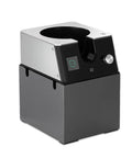 Smooth Operator Smart Coffee Puck Extractor And Knock Box Alternative with stainless steel finish and user control panel.