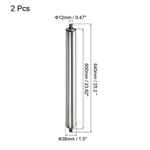 Conveyor Roller 1.5 Inch Diameter 24 Inch Length Two Pack Stainless Steel Gravity Transmission Replacement Part With Galvanized Ends