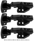 Three Pack Black Stainless Steel Cabinet Hinges For Kitchen Cabinets With Full Overlay Concealed Design Soft Close Quiet Operation
