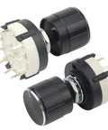 Three Pack RS26 4P12T 4 Pole 12 Position Rotary Switches With Knobs for Radio, TV, Industrial Equipment and Electronics