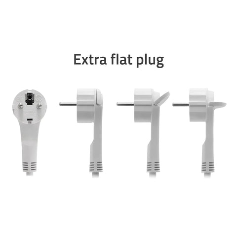 Extra flat plug design for Slick Black Smart Power Strip With WiFi App Control, Heavy Duty Surge Protector, Built In USB Charging Ports.