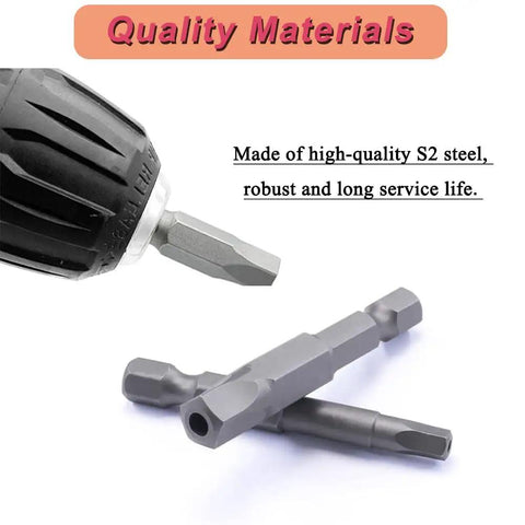 Magnetic Pentagon Head Screwdriver Bits Set Delivering A Heavy Duty Grip 10 Piece Security Drill Bits Quarter Inch Hex Shank Tamper Proof Driver Tool, showing S2 steel bits.