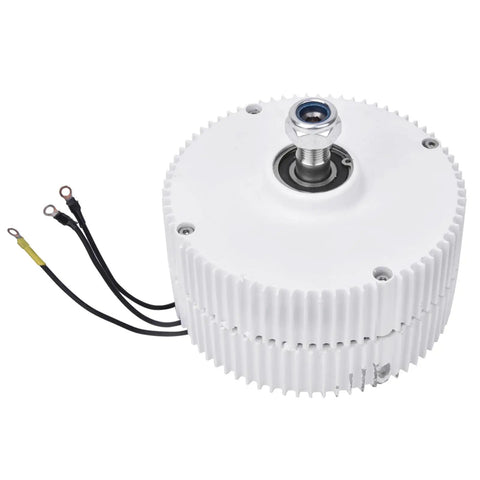 Cool 300-Watt Wind Generator With Precise Permanent Magnet Design For Tough Industrial Jobs, Delivers Reliable 12V Power Effortlessly In Cold Or Hot Weather While Saving Energy And Keeping The Grid Green, close-up of motor with wires.