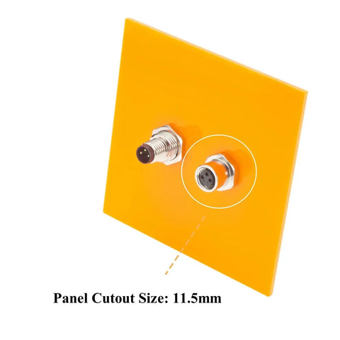 A Code 3 Pin M8 Bulkhead Connector, 3 Pin Male To Female, IP67 Shielded Circular Panel Mount Socket Receptacle installed on panel