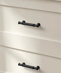 5 Pack Matte Black Cabinet Pulls With 3-Inch Center Hole on white cabinet