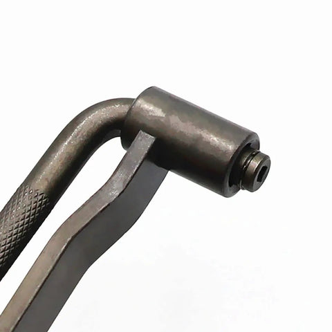 Close-up of Universal Motorcycle Engine Valve Screw Wrench 10MM Hex 3.5MM Square Drive, chrome vanadium steel tool detail.