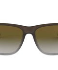 Front view of Justin Rectangular Sunglasses Unisex Dope Lightweight Rubber Brown Frame With Grey Gradient Green Lenses, 51 mm Eye Size