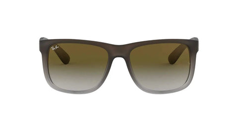 Front view of Justin Rectangular Sunglasses Unisex Dope Lightweight Rubber Brown Frame With Grey Gradient Green Lenses, 51 mm Eye Size