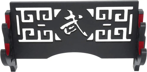 Velvet Padded Wall Mount Katana Display Stand With Double Layer Sword Rack For Samurai Swords Wakizashi And Wand, ornate design