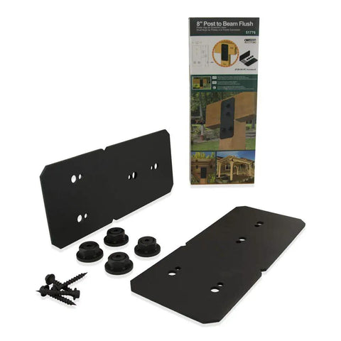 Beefy 8 Inch Post To Beam Flush Connector Bracket For Wood Posts And Outdoor Beams With Black Powder Coated Steel Construction Ideal For Decks Porches And Fences Works With Wood And Aluminum Corrosion Resistant 2 Pack