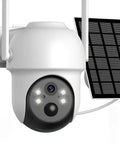 Heavy Duty 4Mp Outdoor Wifi Ptz Security Ip Camera With Smooth 6X Optical Zoom Solar Panel Charging Built In Battery close-up with solar panel.