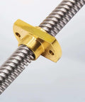 8mm T8 Trapezoidal Lead Screws Kit, 365mm Length, 2mm Pitch, Brass Nut, Pack Of 2, Ready To Bolt On For 3D Printers CNC And Linear Actuators, Great DIY Upgrade Or Replacement silver T8 lead screw with brass nut and flange