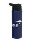 Navy blue Hang Gliding Evolution Insulated Stainless Steel Water Bottle For Thrill Seekers with soaring hang glider graphic.