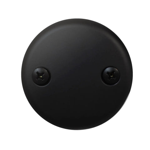Twist And Close Tub Trim Set With Two Hole Overflow Faceplate In Matte Black For One And One Half Inch Drains Includes Brass Screws