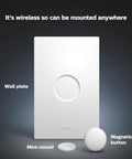 Wireless Smart Light Switch Button Battery Powered And Portable White Remote with wall plate and mini-mount accessories.