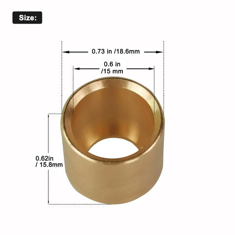 Brass shifter bushing for Mazda MX-5 Miata 5-speed isolator cup, gold metal, front view.