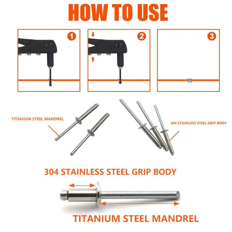 Slick Top Shelf 100 Pack 1/8 By 1/2 Inch Stainless Steel Flange Pop Rivets Knock Out Rust Resistance For Auto Shop Projects And Home DIY Builds Rivet Kit Compatible