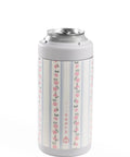 Keep It Frosty Insulated Stainless Steel Can Cooler For 12 Oz Slim Beverages features floral design, ideal for summer parties.