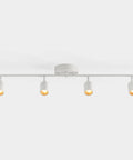Four Light White Track Light Kit With Adjustable Heads Integrated LED Bulbs Three-Foot Track Ceiling Mount Warm 3000K Lighting 2240 Lumens