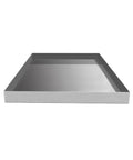 Front view of Built Tough Stainless Steel Washer Drain Pan Tray For No Fuss Leak Prevention And Spill Containment Under Washer Floor Protection 27x25x2.5 Inches Rust Resistant Rugged Laundry Appliance Shield