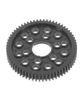 64 Tooth Spur Gear 48 Pitch 300 For RC Cars And Hobby Rigs Black KIM300 Compatible gear with holes, top view