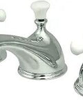 KS3961PX Restoration Widespread Lavatory Faucet With Porcelain Cross Handle In Polished Chrome Solid Brass