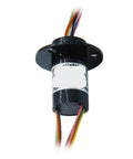 Compact Slip Ring Coupling For Stage Lighting Visible Rotary Joint With Small Slip Ring shown in black cylindrical design