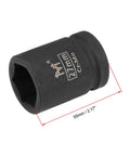 Three Quarter Inch Drive Six Point Shallow Impact Socket 27mm With Radius Corner Design CrMo Steel Built For High Torque Tools Heavy Duty 55mm Length Overall