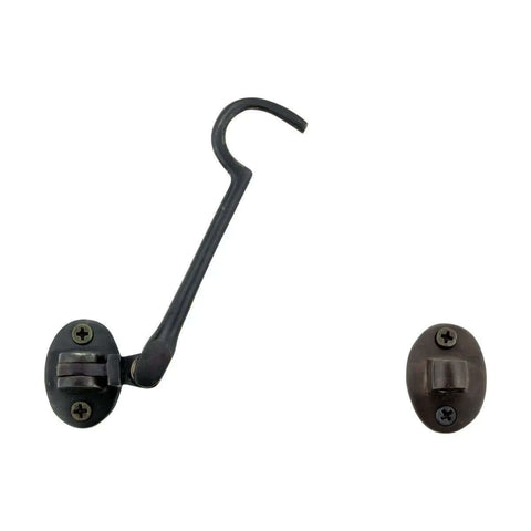 Solid Brass Cabin Hook Latch With Oil Rubbed Bronze Finish Swivel Pivot Eyelet Door Lock For Gates And Doors 4 Inch