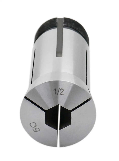 Close-up of a 1/2 inch collet from the Seven Piece Five C Hex Collet Set One Quarter Inch To Seven Eighths Inch, Precision Hardened And Ground.