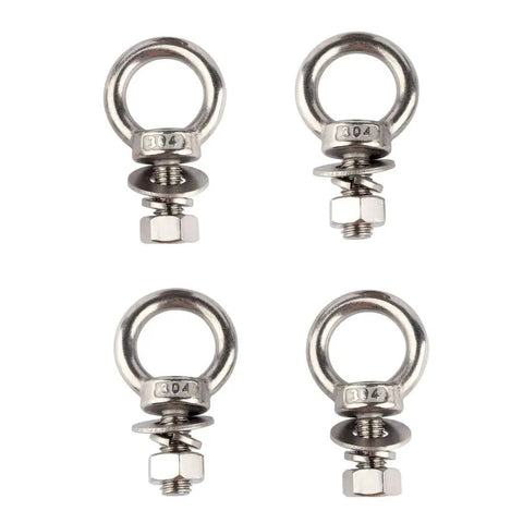 Beefy Stainless Steel Eye Bolts With Nuts Pack Of Four Quarter Inch By One Inch Lifting Rings for Tire Swing Boat Outdoor Tie Down