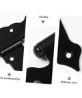 Black-painted wrought iron strap door hinge; heavy-duty decorative hinge for doors and cabinets.