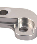 Close-up of CNC machined aluminum Drift Angle Adapter Kit for BMW E36 M3, showcasing detail and mounting hole.