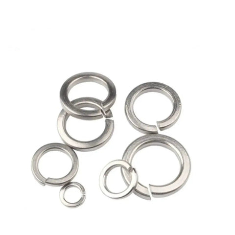 20-100Pcs GB93 A2 Spring Split Lock Washer Elastic Gasket Pack For M1.6 To M12 Bolts And Nuts in silver metal
