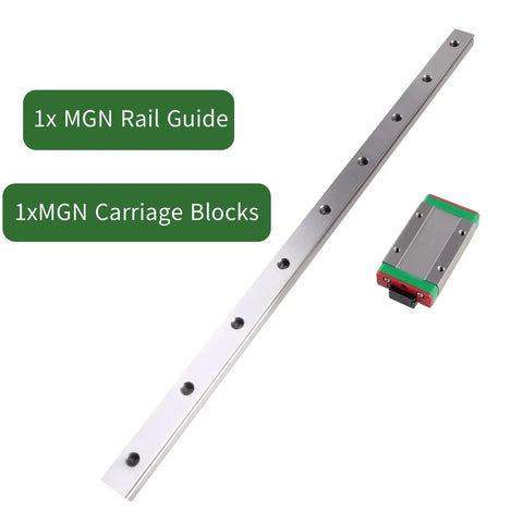 MGN12H 500mm Linear Rail Guide Kit with Carriage Block for DIY 3D Printer and CNC Machine, showing rail and block