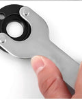 Close-up of 5 Pack AG452K Angle Grinder Wrench Spanner Replacement For Ryobi 039028001052, silver spanner with black circular part
