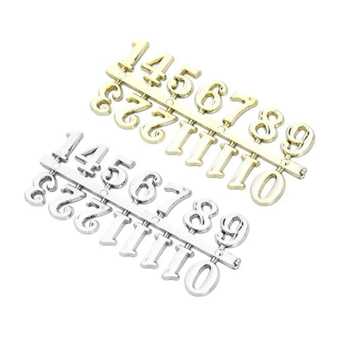 Quartz Clock Numerals Replacement Set Not Self Adhesive For Clock Repair And DIY Wall Clocks in silver and gold finish