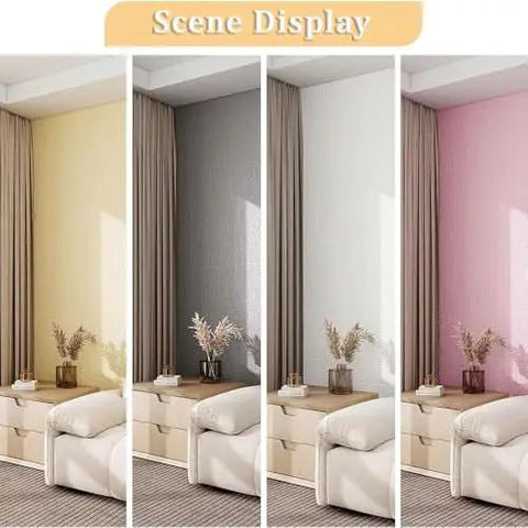 Solid Self Adhesive Insulating Wallpaper Roll Waterproof Moisture Proof Thermal Foam Wall Cover Easy Peel And Stick Bedroom Or Living Room Pink 50Cm X 12M No Fuss Setup Straight Up Cozy Home Vibes Refresh displayed in four colors: yellow, gray, white, and pink.
