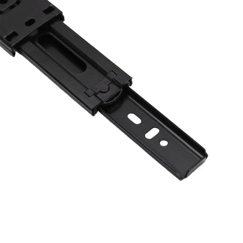 Close-up of 14 Inch Side Mount Drawer Slides With Full Extension, 3 Fold, 100 LB Capacity, Black Steel, for cabinets and dressers.