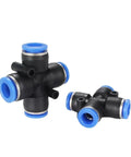 Heavy Duty 50 Piece Pneumatic Fittings Set With PU-10 PE-10 PZA-10 PY-10 PV-10 Quick Release Connectors in black and blue