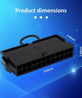 24 Pin ATX Jumper Bridge Power Supply Starter Tool For PC Testing And Troubleshooting Start Your PSU Without A Motherboard Ideal For PC Builds And Mining Rigs Quick Power On, black 24-pin connector with dimensions