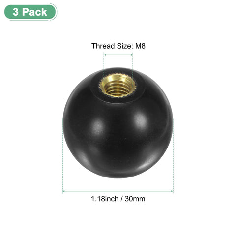 3 Pack Threaded Ball Knobs M8 Female Thread 30mm Diameter Thermoset Ball Knob For Lathe Machine Lawn Mowers